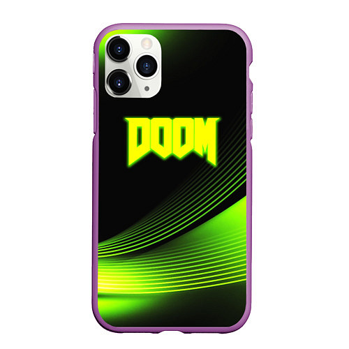 Чехол iPhone 11 Pro матовый Doom абстракция кислотная / 3D-Фиолетовый – фото 1