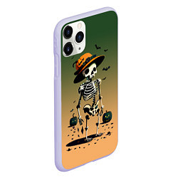 Чехол iPhone 11 Pro матовый Funny skeleton - ai art fantasy, цвет: 3D-светло-сиреневый — фото 2