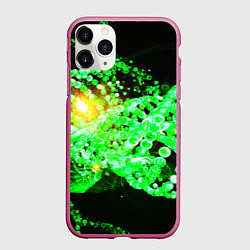Чехол iPhone 11 Pro матовый Абстракция зеленые нейроны, цвет: 3D-малиновый