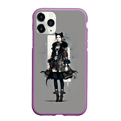 Чехол iPhone 11 Pro матовый Girl cat fashionista - ai art fantasy