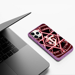 Чехол iPhone 11 Pro матовый Doom logo, цвет: 3D-фиолетовый — фото 2