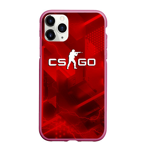 Чехол iPhone 11 Pro матовый CSGO абстракция / 3D-Малиновый – фото 1