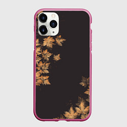 Чехол iPhone 11 Pro матовый Осенние листья эффект, цвет: 3D-малиновый