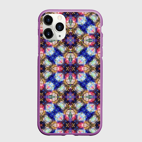 Чехол iPhone 11 Pro матовый Пестрый калейдоскопический узор / 3D-Фиолетовый – фото 1