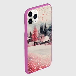 Чехол iPhone 11 Pro матовый Зимний пейзаж в красных оттенках, цвет: 3D-фиолетовый — фото 2