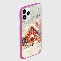 Чехол iPhone 11 Pro матовый Объемный зимний пейзаж, цвет: 3D-фиолетовый — фото 2