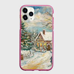 Чехол iPhone 11 Pro матовый Новогоднее утро во дворе пейзаж