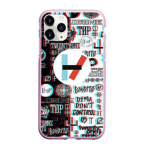 Чехол iPhone 11 Pro матовый Twenty one pilots glitch pattern / 3D-Розовый – фото 1