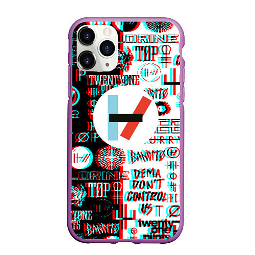 Чехол iPhone 11 Pro матовый Twenty one pilots glitch pattern / 3D-Фиолетовый – фото 1