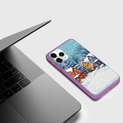 Чехол iPhone 11 Pro матовый Пустой зимний дворик, цвет: 3D-фиолетовый — фото 2