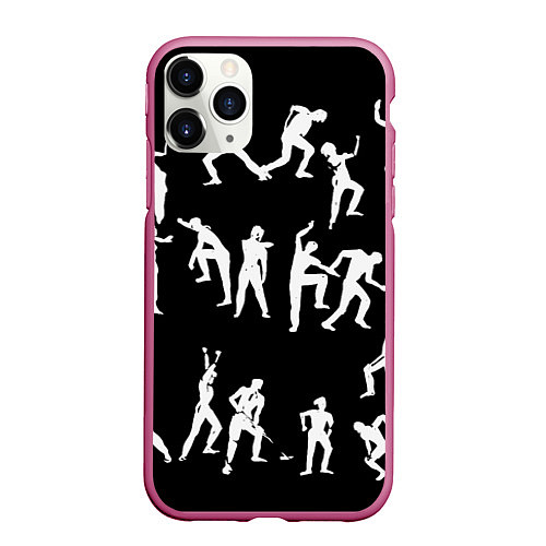 Чехол iPhone 11 Pro матовый Silhouettes of moving people / 3D-Малиновый – фото 1