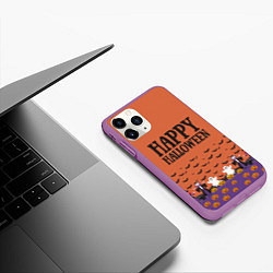 Чехол iPhone 11 Pro матовый Happy Halloween pattern, цвет: 3D-фиолетовый — фото 2