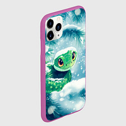 Чехол iPhone 11 Pro матовый Милая змейка на елочке, цвет: 3D-фиолетовый — фото 2