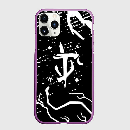 Чехол iPhone 11 Pro матовый Doom шторм краски / 3D-Фиолетовый – фото 1