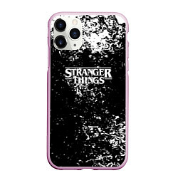 Чехол iPhone 11 Pro матовый Stranger things брызги красок, цвет: 3D-розовый