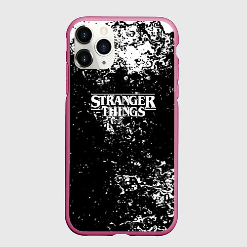 Чехол iPhone 11 Pro матовый Stranger things брызги красок / 3D-Малиновый – фото 1