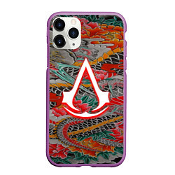 Чехол iPhone 11 Pro матовый Assassins Creed shadows japan, цвет: 3D-фиолетовый