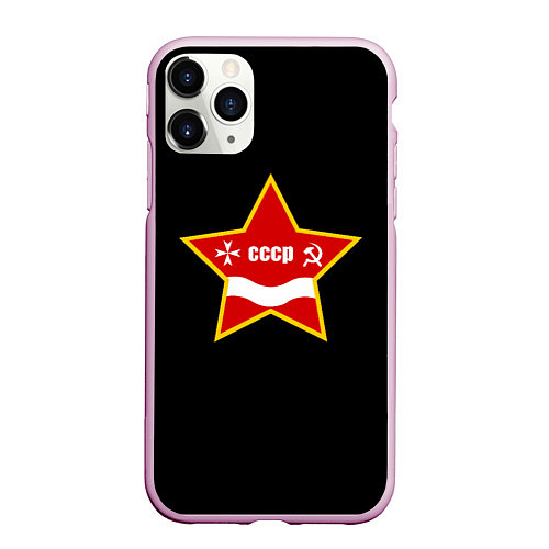 Чехол iPhone 11 Pro матовый СССР звезда лого / 3D-Розовый – фото 1