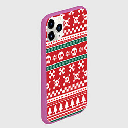Чехол iPhone 11 Pro матовый Новогодний паттерн с черепами в новый год, цвет: 3D-фиолетовый — фото 2