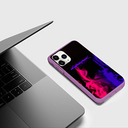 Чехол iPhone 11 Pro матовый Cyberpunk 2077 neon flame, цвет: 3D-фиолетовый — фото 2