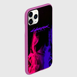 Чехол iPhone 11 Pro матовый Cyberpunk 2077 neon flame, цвет: 3D-фиолетовый — фото 2