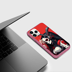 Чехол iPhone 11 Pro матовый Девушка с макияжем калавера, цвет: 3D-малиновый — фото 2