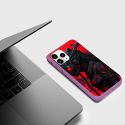 Чехол iPhone 11 Pro матовый Девушка в стиле киберпанк, цвет: 3D-фиолетовый — фото 2
