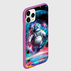 Чехол iPhone 11 Pro матовый Astronaut Totoro in neon space - ai art fantasy, цвет: 3D-фиолетовый — фото 2