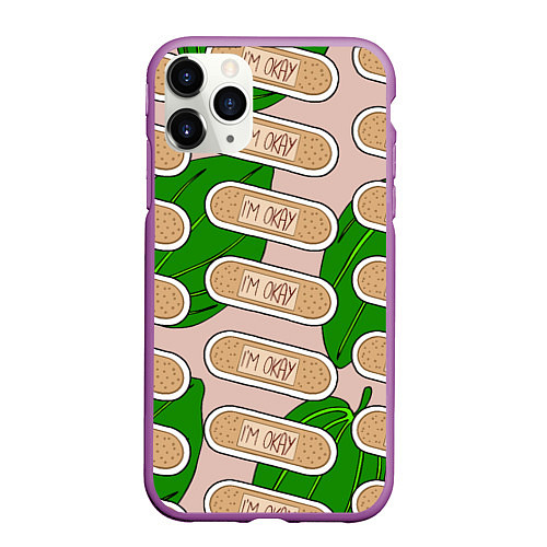 Чехол iPhone 11 Pro матовый Я в порядке пластырь / 3D-Фиолетовый – фото 1