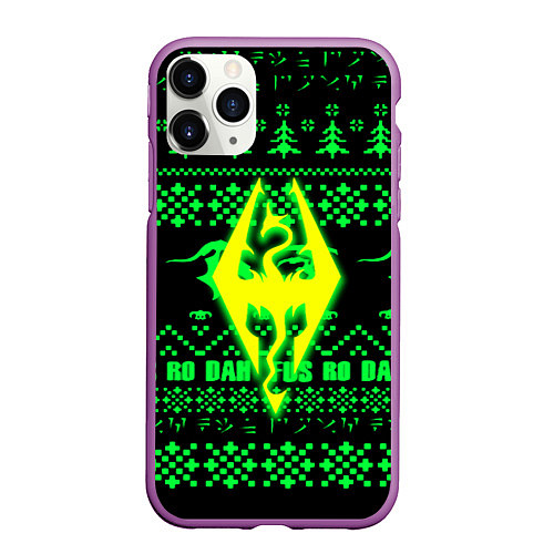 Чехол iPhone 11 Pro матовый The Elder Scrolls кислотное лого зима / 3D-Фиолетовый – фото 1