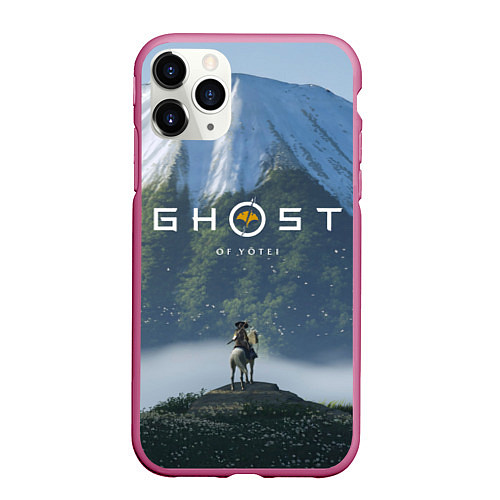 Чехол iPhone 11 Pro матовый Ацу на коне Ghost of Yotei / 3D-Малиновый – фото 1