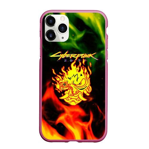 Чехол iPhone 11 Pro матовый Cyberpunk 2077 fere steel / 3D-Малиновый – фото 1