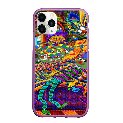 Чехол iPhone 11 Pro матовый Pepe mem optacal / 3D-Фиолетовый – фото 1