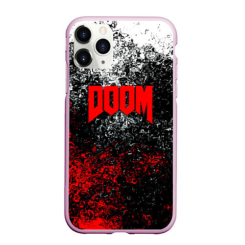 Чехол iPhone 11 Pro матовый Doom брызги красок / 3D-Розовый – фото 1