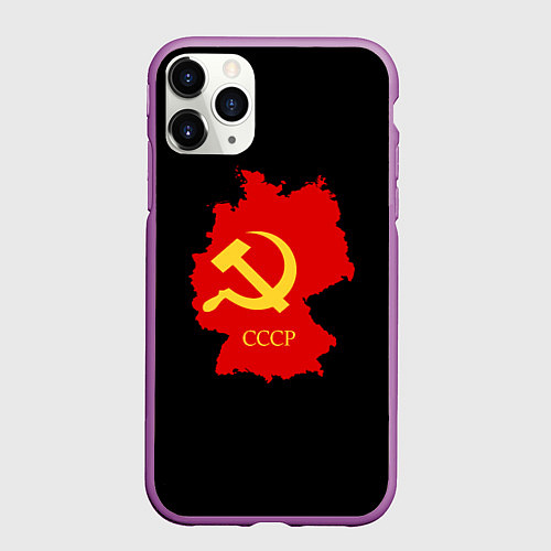 Чехол iPhone 11 Pro матовый СССР материк / 3D-Фиолетовый – фото 1