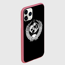 Чехол iPhone 11 Pro матовый Лого ссср чернобелое, цвет: 3D-малиновый — фото 2
