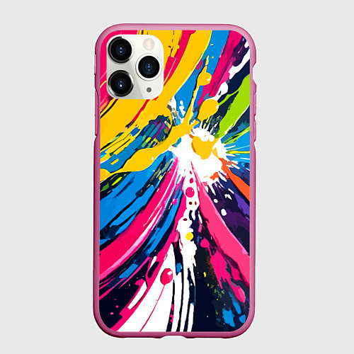 Чехол iPhone 11 Pro матовый Красочная абстракция - экспрессионизм / 3D-Малиновый – фото 1