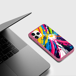 Чехол iPhone 11 Pro матовый Красочная абстракция - экспрессионизм, цвет: 3D-малиновый — фото 2