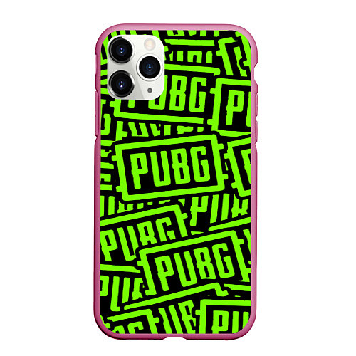 Чехол iPhone 11 Pro матовый PUBG pattern game / 3D-Малиновый – фото 1