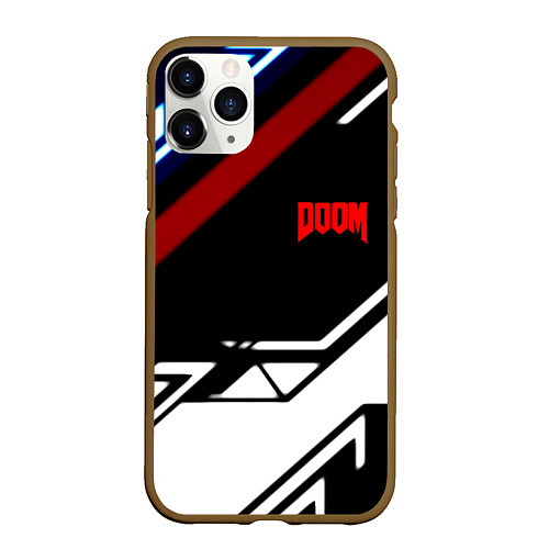 Чехол iPhone 11 Pro матовый Doom steel geometry / 3D-Коричневый – фото 1