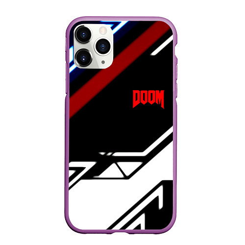 Чехол iPhone 11 Pro матовый Doom steel geometry / 3D-Фиолетовый – фото 1