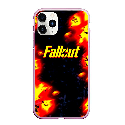 Чехол iPhone 11 Pro матовый Fallout огненные краски стиль / 3D-Розовый – фото 1