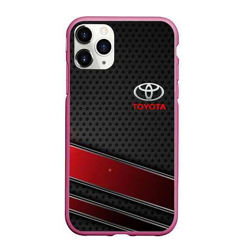 Чехол iPhone 11 Pro матовый Toyota auto car / 3D-Малиновый – фото 1