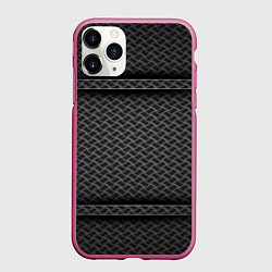 Чехол iPhone 11 Pro матовый Металлическая текстура сетка, цвет: 3D-малиновый