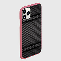 Чехол iPhone 11 Pro матовый Металлическая текстура сетка, цвет: 3D-малиновый — фото 2