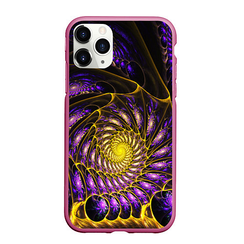 Чехол iPhone 11 Pro матовый Fractal illusion steel / 3D-Малиновый – фото 1