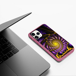 Чехол iPhone 11 Pro матовый Fractal illusion steel, цвет: 3D-малиновый — фото 2