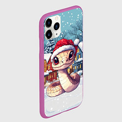Чехол iPhone 11 Pro матовый Новогодняя змейка во дворе, цвет: 3D-фиолетовый — фото 2
