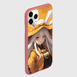 Чехол iPhone 11 Pro матовый Аниме на желтом фоне, цвет: 3D-малиновый — фото 2