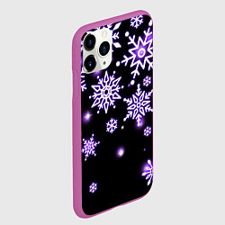 Чехол iPhone 11 Pro матовый Снежинки в неоне, цвет: 3D-фиолетовый — фото 2